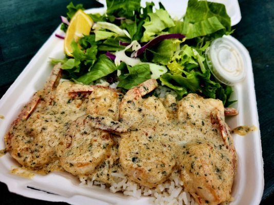 Garlic butter shrimp plate