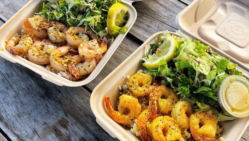 Lemon pepper shrimp plate with salad